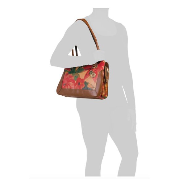 Patricia Nash Malvizza Leather Satchel Spring Floral w 15 Year Anniversary Charm - Picture 2 of 14